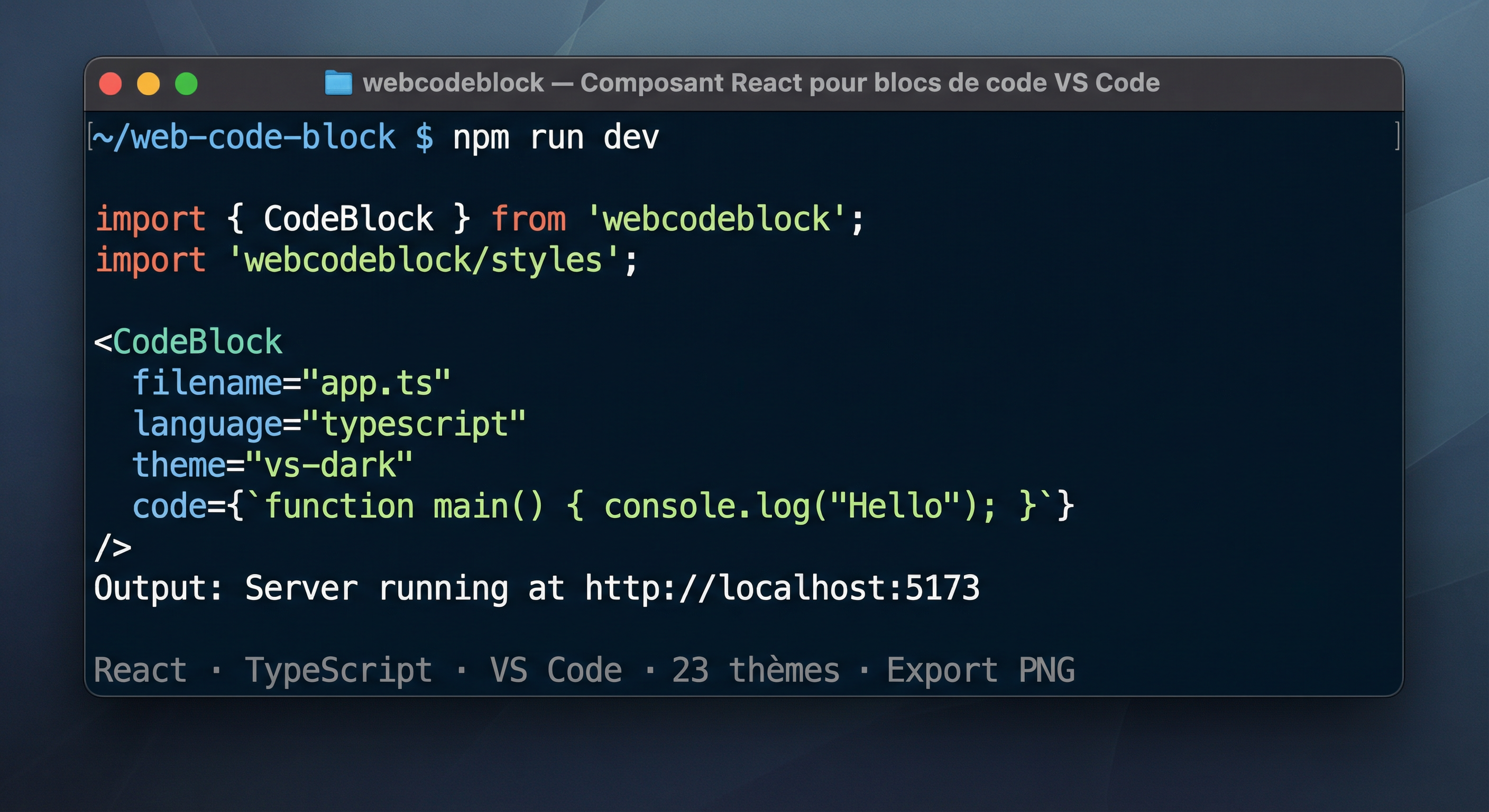 Aperçu webcodeblock